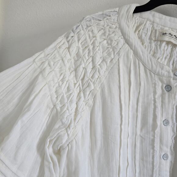 Free People We the Free Secret Falls Smock Top Cotton Ivory Size M Cottagecore - Picture 6 of 13